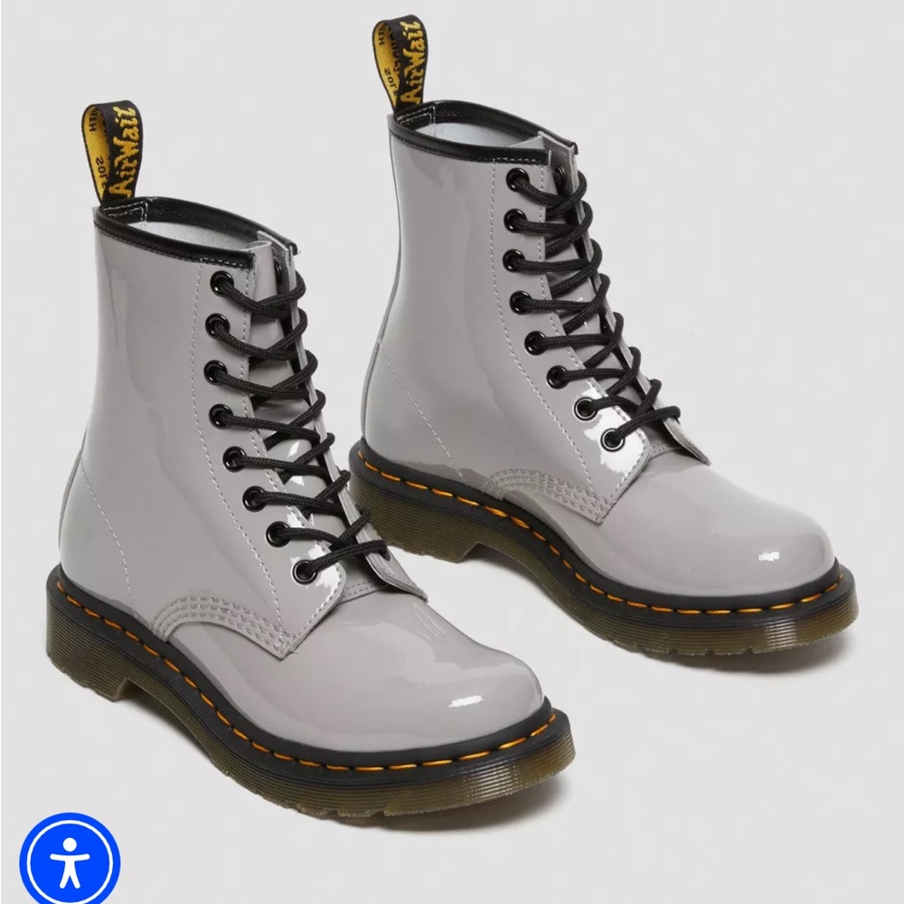 Dr. Martens Gray Combat Boots with Air-Cushioned Sole